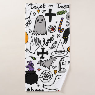 Halloween seamless pattern. Vintage background Bath Towel