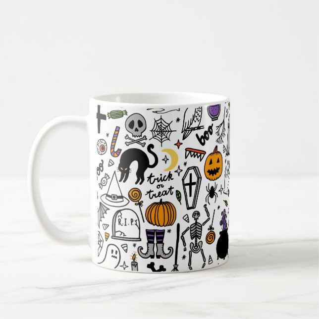 Halloween seamless pattern. Vintage background Coffee Mug (Left)