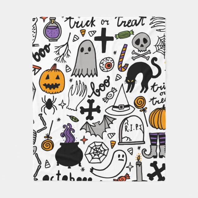 Halloween seamless pattern. Vintage background Fleece Blanket (Front)