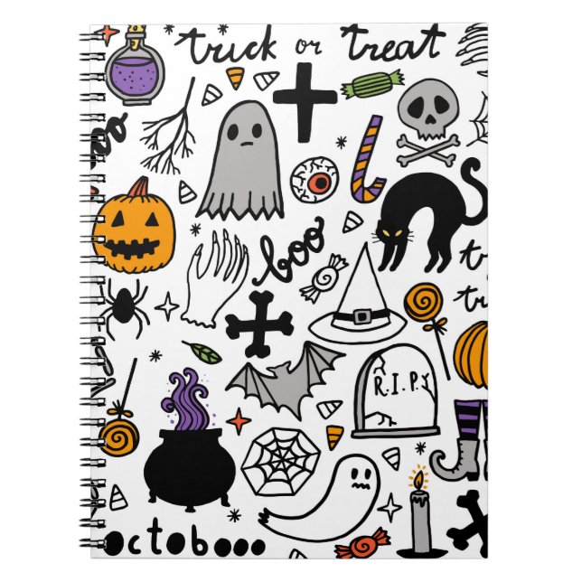 Halloween seamless pattern. Vintage background Notebook (Front)