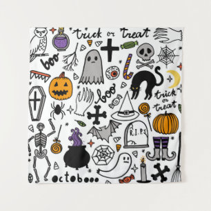 Halloween seamless pattern. Vintage background Tapestry