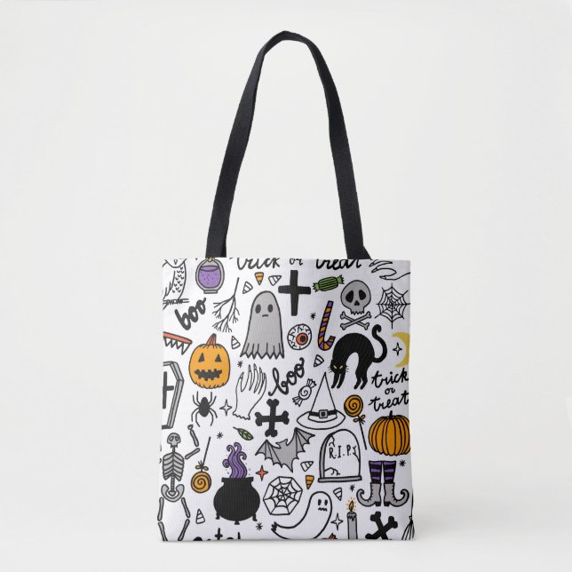 Halloween seamless pattern. Vintage background Tote Bag (Front)