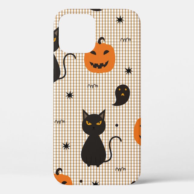 Halloween seamless pattern with black cat and ghos Case-Mate iPhone case (Back)