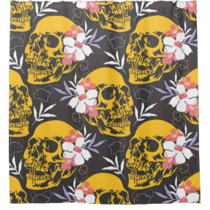 Halloween seamless pattern with colorful and scary shower curtain