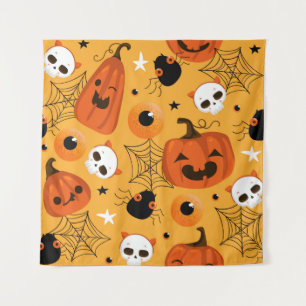 Halloween seamless pattern with cute pumpkins, sku tapestry