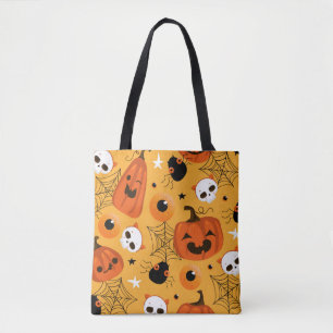 Halloween seamless pattern with cute pumpkins, sku tote bag