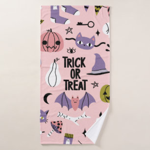 Halloween seamless pattern with different cute car bath towel