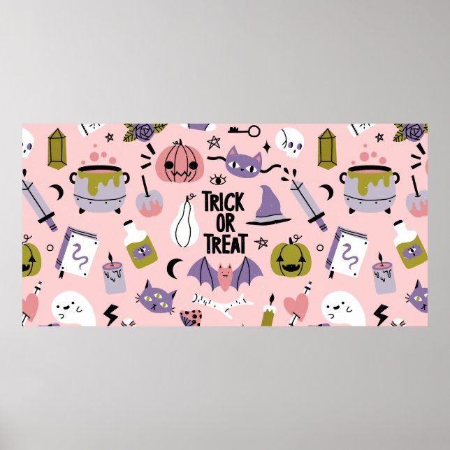 Halloween seamless pattern with different cute car poster (Front)