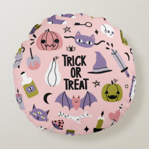 Halloween seamless pattern with different cute car round cushion
