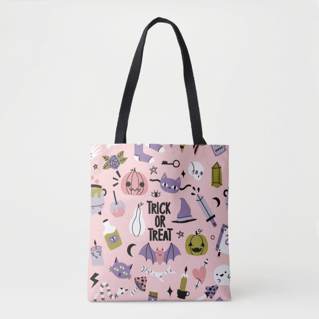 Halloween seamless pattern with different cute car tote bag (Front)