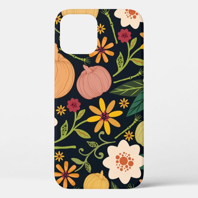 Halloween seamless pattern with flowers,pumpkins a Case-Mate iPhone case (Back)