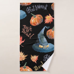 Halloween seamless pattern with halloween pumpkin, bath towel