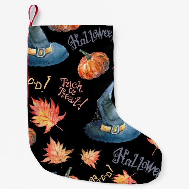 Halloween seamless pattern with halloween pumpkin, small christmas stocking (Front)