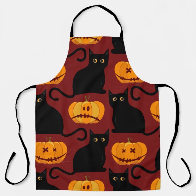 Halloween seamless pattern with pumpkins and black apron (Front)
