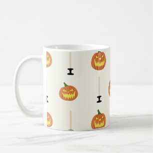 Halloween seamless pattern with pumpkins and candl coffee mug