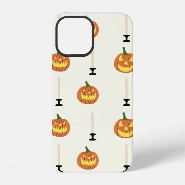 Halloween seamless pattern with pumpkins and candl iPhone case (Back)