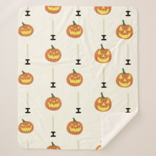 Halloween seamless pattern with pumpkins and candl sherpa blanket