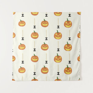 Halloween seamless pattern with pumpkins and candl tapestry