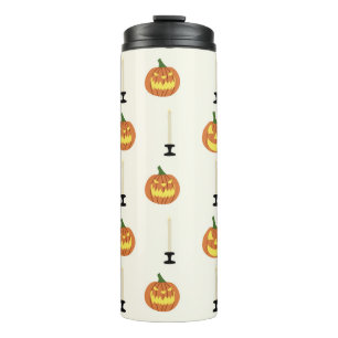 Halloween seamless pattern with pumpkins and candl thermal tumbler