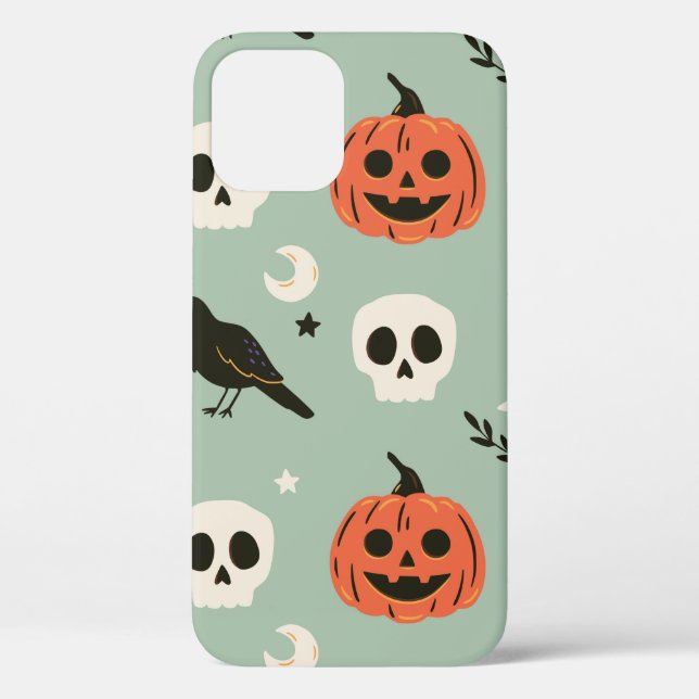 Halloween seamless pattern with ravens, skulls and Case-Mate iPhone case (Back)