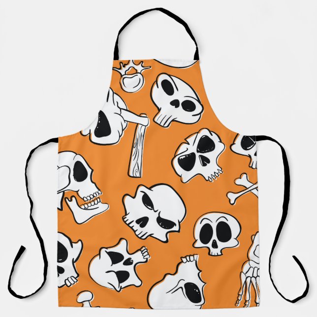 Halloween seamless pattern with skulls and bones.  apron (Front)