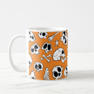 Halloween seamless pattern with skulls and bones. coffee mug