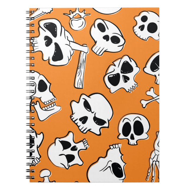 Halloween seamless pattern with skulls and bones.  notebook (Front)