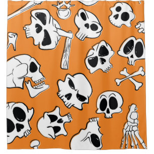 Halloween seamless pattern with skulls and bones. shower curtain