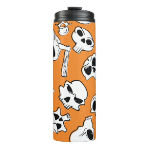 Halloween seamless pattern with skulls and bones. thermal tumbler