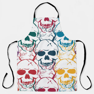 Halloween seamless pattern with skulls. Colourful Apron