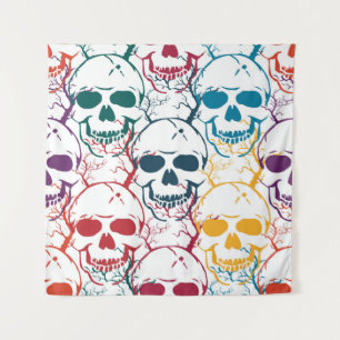 Halloween seamless pattern with skulls. Colourful Tapestry