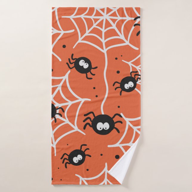 Halloween seamless pattern with spiders and web. bath towel (Bath Towel)