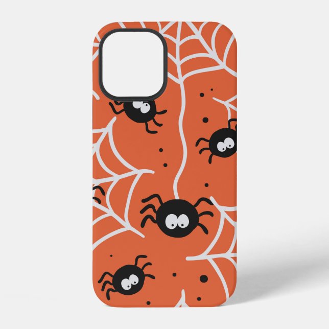 Halloween seamless pattern with spiders and web. iPhone case (Back)