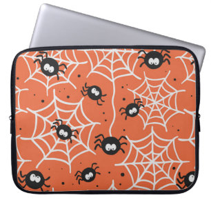 Halloween seamless pattern with spiders and web. laptop sleeve