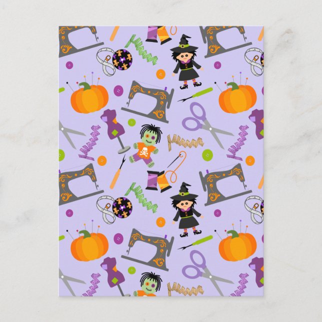Halloween Seamstress Sewing Notions Postcard (Front)