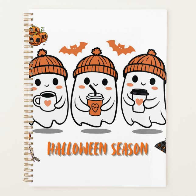 Halloween season – cute ghost coffee planner (Front)