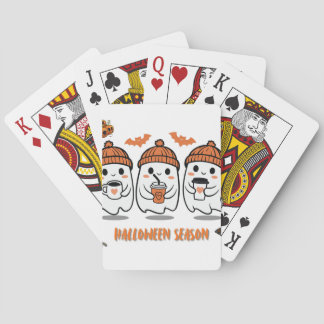 Halloween season - cute ghost coffee playing cards
