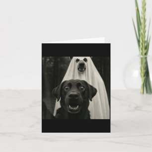 Halloween Selfie Black Lab With Bear Ghost Costume Card