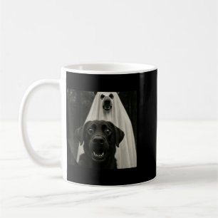 Halloween Selfie Black Lab With Bear Ghost Costume Coffee Mug