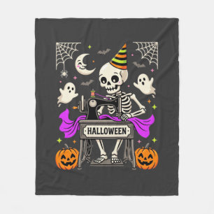 Halloween Sewing Skeleton Spooky Ghost Pumpkin Sew Fleece Blanket