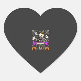 Halloween Sewing Skeleton Spooky Ghost Pumpkin Sew Heart Sticker