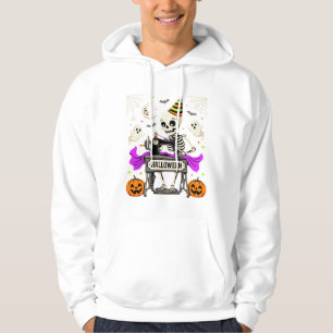 Halloween Sewing Skeleton Spooky Ghost Pumpkin Sew Hoodie