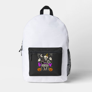 Halloween Sewing Skeleton Spooky Ghost Pumpkin Sew Printed Backpack