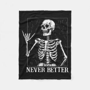 Halloween Shaka Hand Sign Never Better Skeleton Fu Fleece Blanket