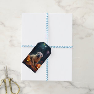 Halloween Shar Pei With Pumpkins Scary Gift Tags