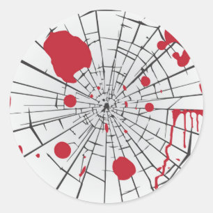 halloween shattered glass classic round sticker