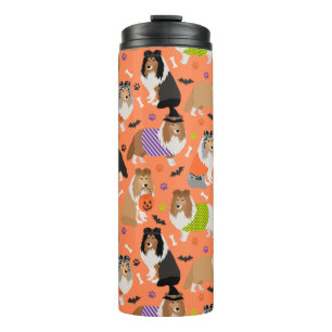 Halloween Shetland Sheepdog Sheltie Thermal Tumbler