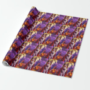 Halloween Shetland Sheepdog Vampire Pumpkins Scary Wrapping Paper