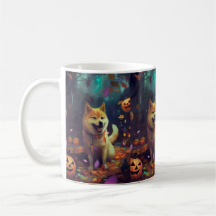 Halloween Shiba Inu With Pumpkins Scary Coffee Mug