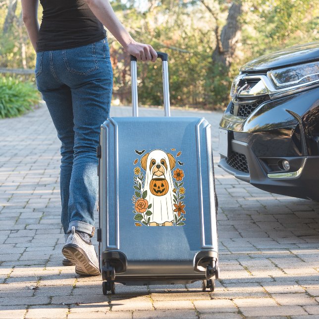 Halloween Shih Tzu with Fall Flowers (Suitcase Insitu)